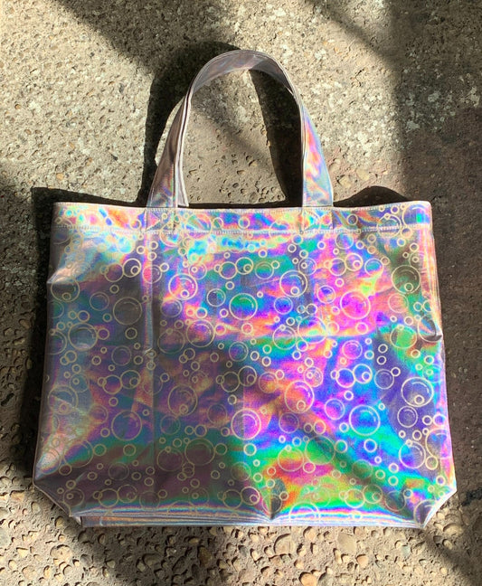 Lilac Bubble Holographic Tote