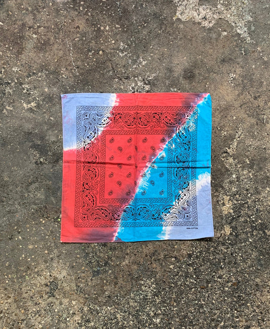 Light Purple, Red, Baby Blue Ocean - Tie Dye - Bandana