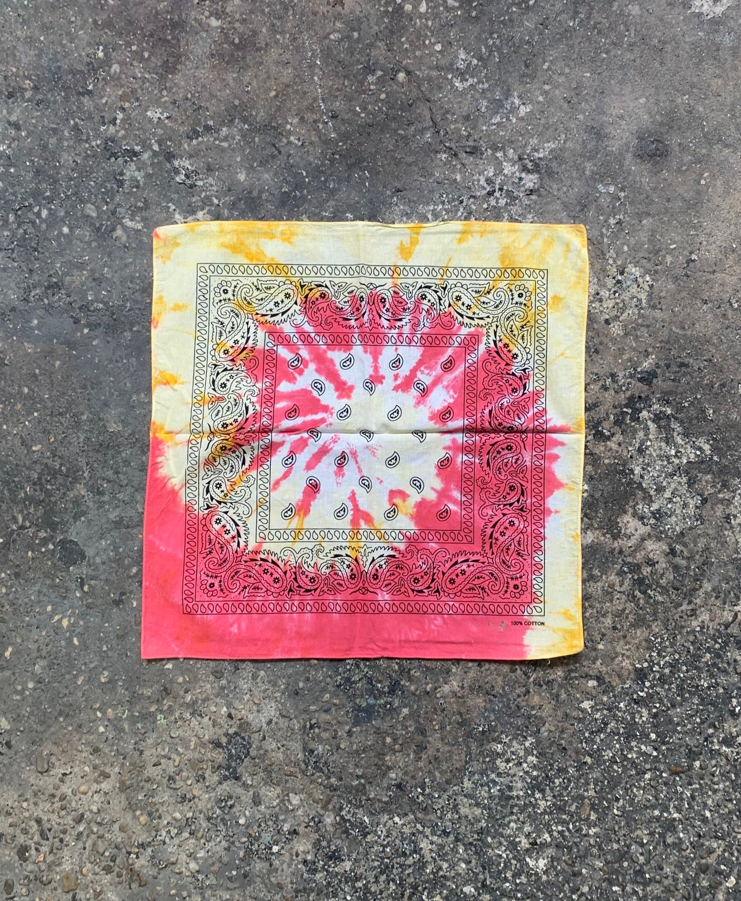 Yellow, Red Swirl - Tie Dye - Bandana